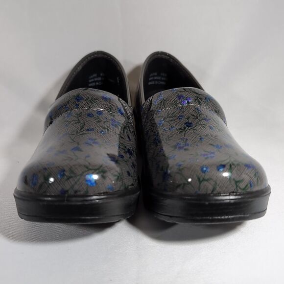Easy Works Laurie Gray Floral Slip-On Clogs Women's 6.5 Slip Resistant Comfort - Picture 3 of 9